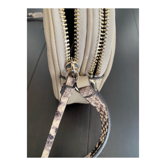 Leather Double Zip Crossbody w/ Snakeskin Strap - Picture 4 of 8